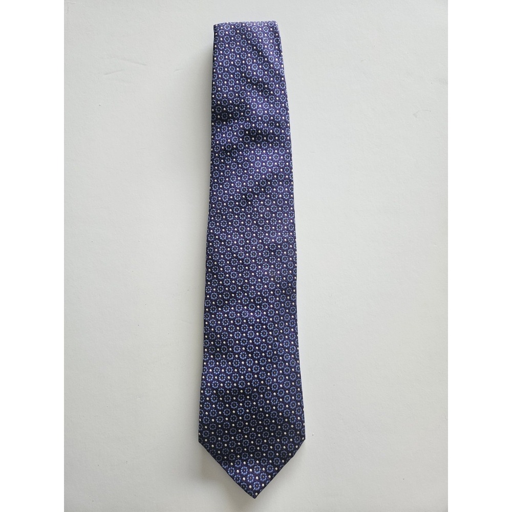 Brooks Brothers 346 USA Silk Neck Tie Woven ITALY Cordovan Brown Light Blue Geo